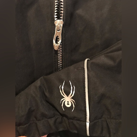 SPYDER Black Full Zip High Neck Hooded Windbreaker Jacket - Medium - Picture 7 of 10